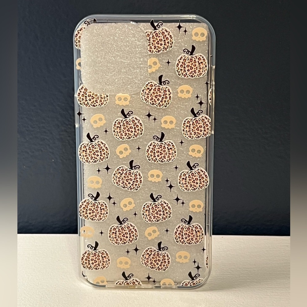 Animal Print Pumpkin Skull iPhone 13 Case - Picture 2 of 3